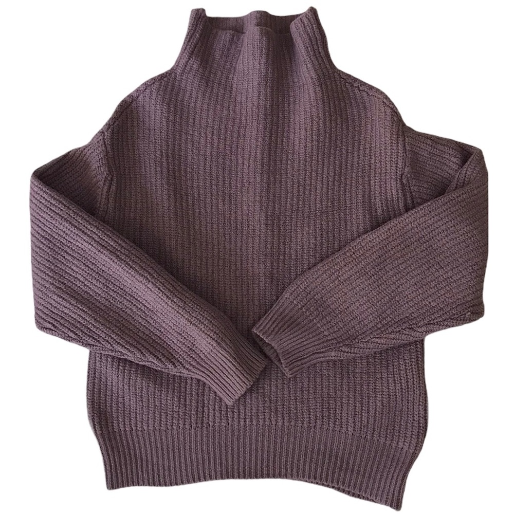 Wilfred Aritzia Purple 100% Merino Wool Mock Neck Sweater Made in Italy Small